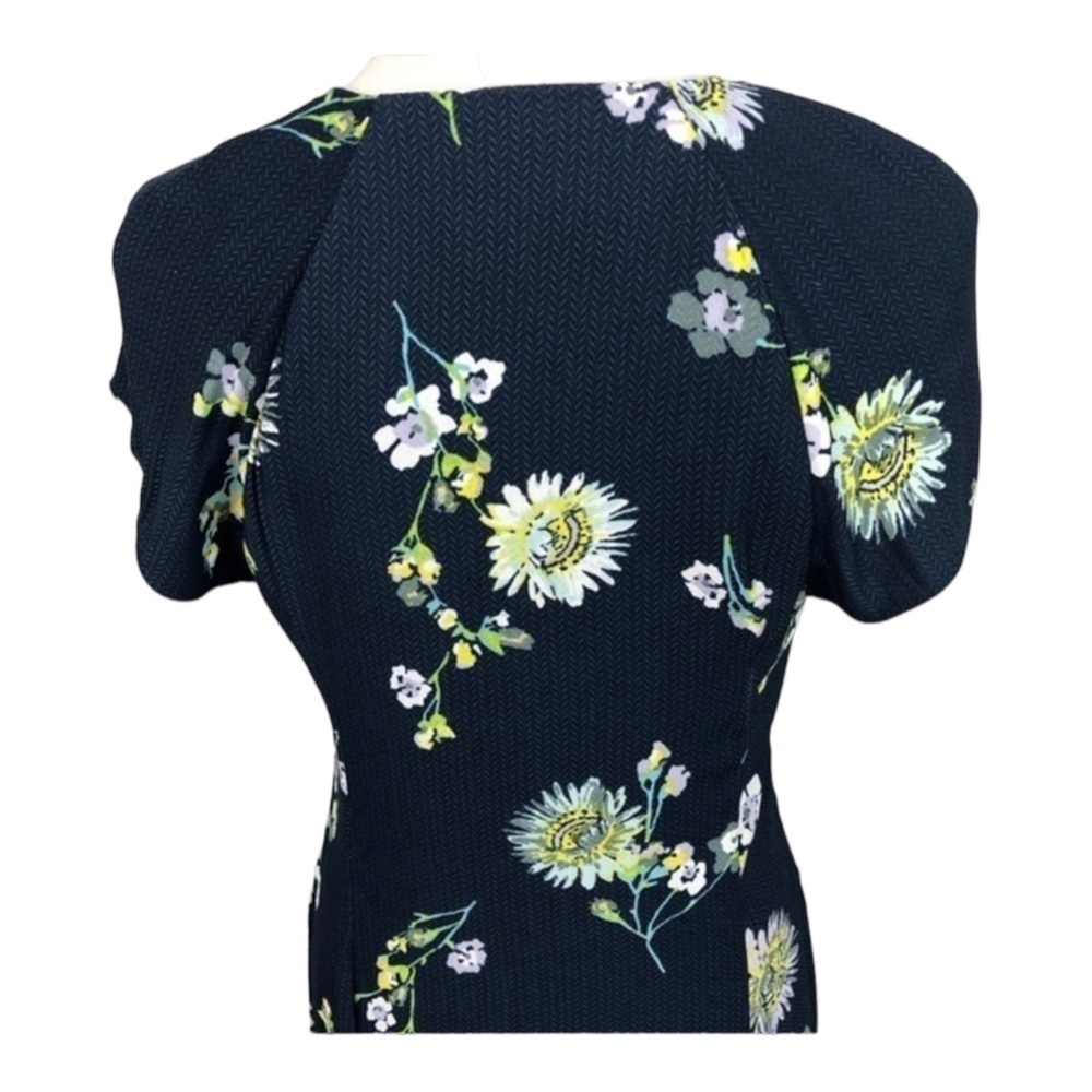 FREE PEOPLE Blue Floral V-Neck Short Sleeve Button Front Midi Dress Large - Picture 12 of 14